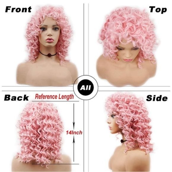Pink Curly Hair Wig - Picture 4 of 5
